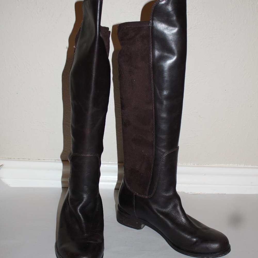 Cole Haan dark brown leather and suede boots!